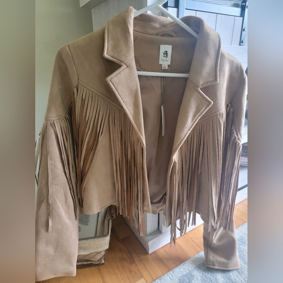 VICI Walford Cropped Fringe Faux Suede Jacket – Brown size small - Picture 3 of 6